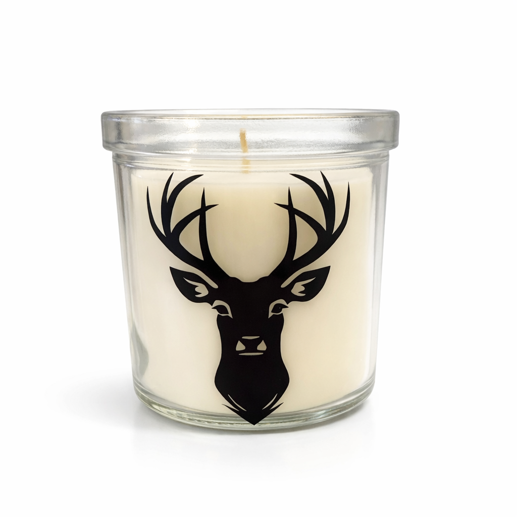 Duftkerze im Glas mit Hirsch-Design – 40h Brenndauer | Cozy Deko