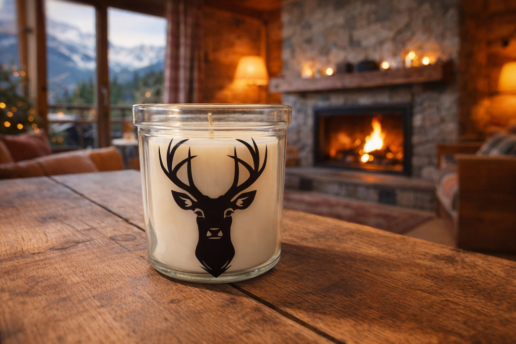 Duftkerze im Glas mit Hirsch-Design – 40h Brenndauer | Cozy Deko